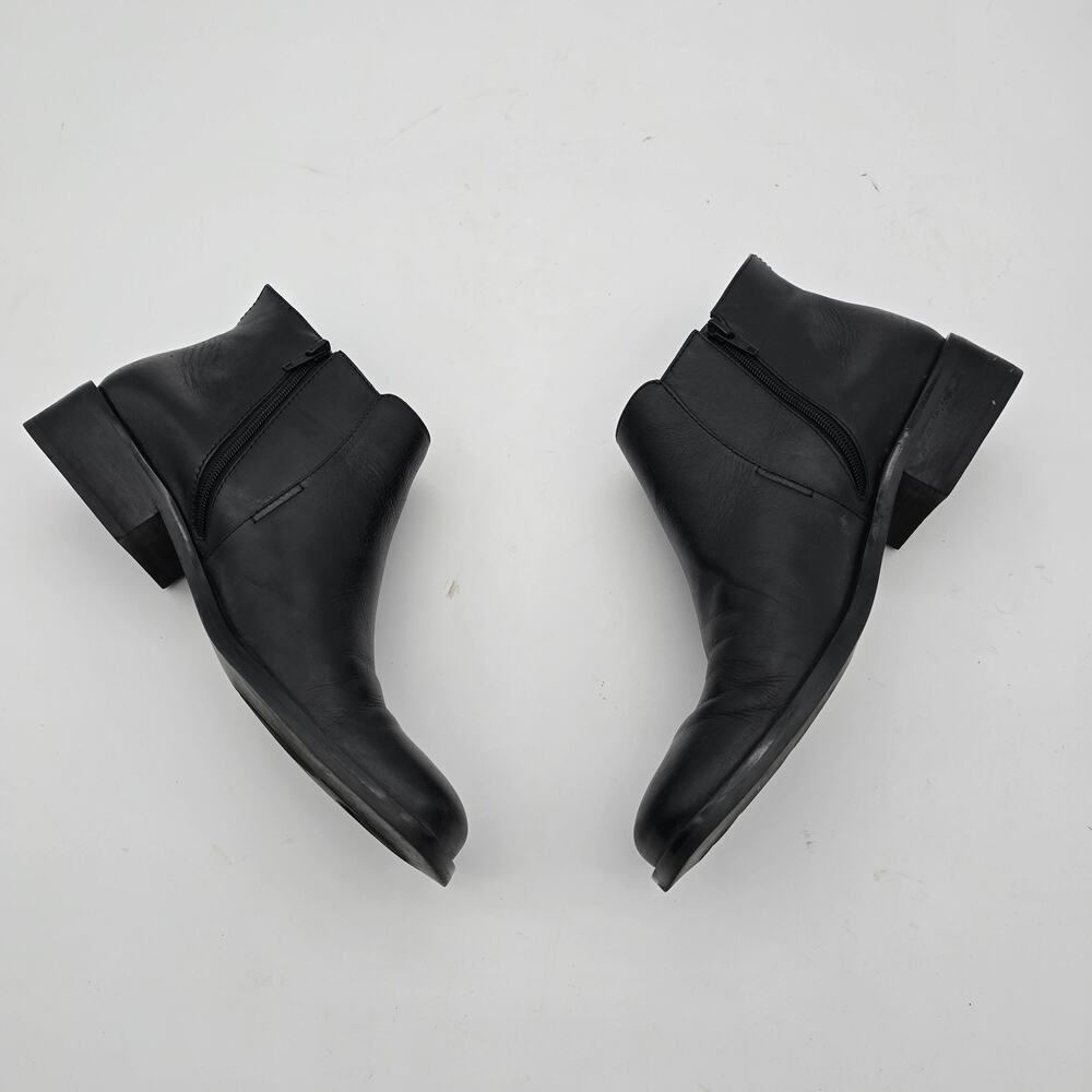 Etienne Aigner Booties Womens 9 40.5 Black Clog Leather Zip Square Toe